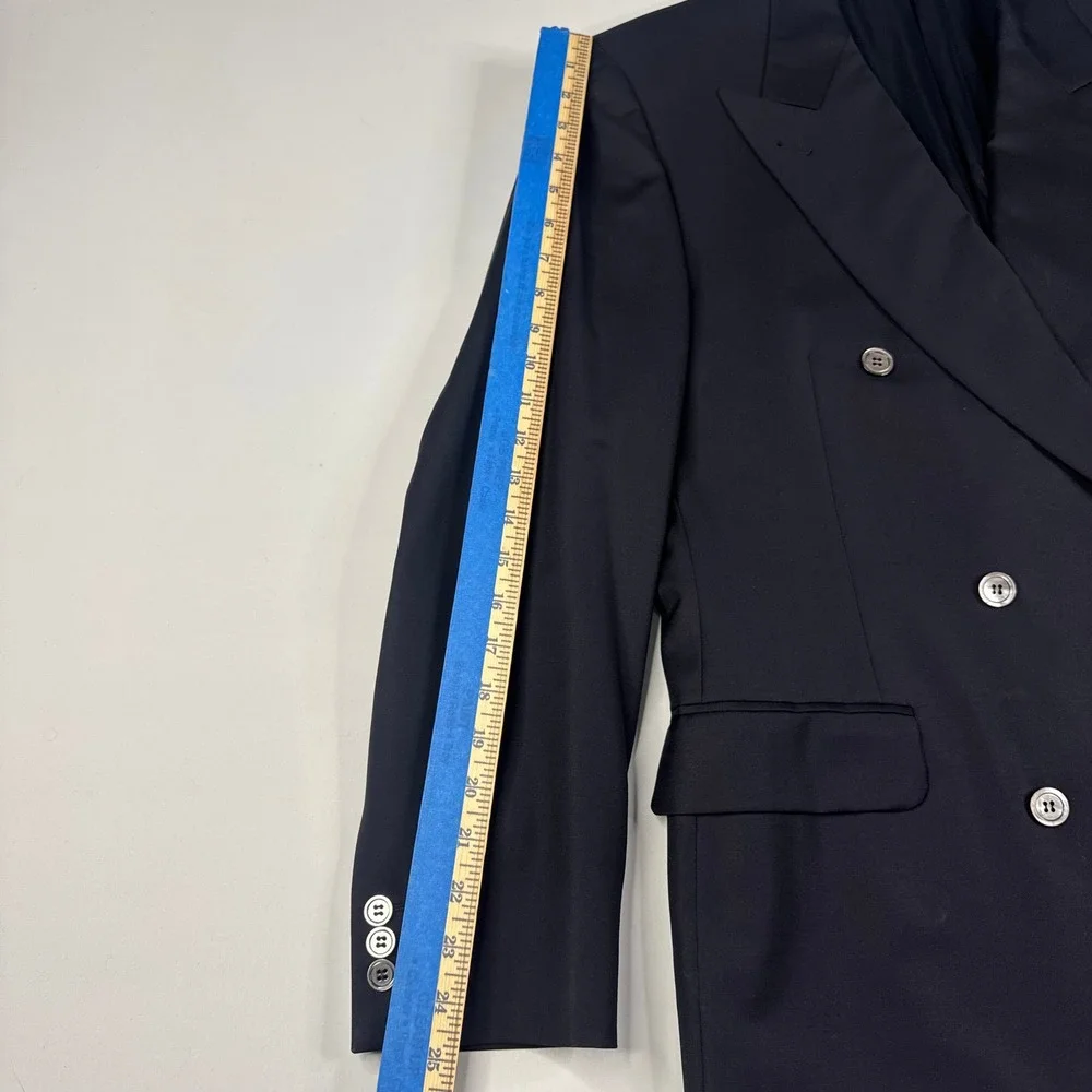 Canali Proposta Blazer Mens 50R (US44) Black Double Breasted Loro Piana 120 Wool